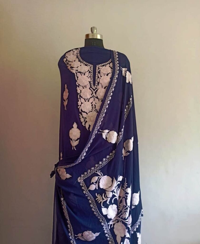 Maroon Heavy Pure Georgette Kashmir Work Navratri Blouse