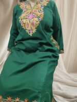 Ari Work Ladies Woollen Pheran in Lime Green Colour