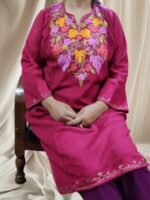 Ari Work Ladies Woollen Pheran in Magenta Colour