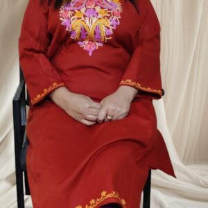 Ari Work Ladies Woollen Pheran in Brick Red Colour
