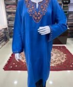 Sozni Work Ladies Woollen Pheran in Blue Color