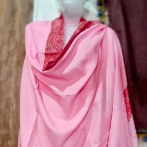 Pashmina Kashmiri Shawl Pink, Thick Border Embroidery