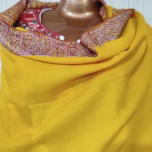 Semi Pashmina Kashmiri Shawl Yellow, Border Embroidery