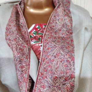 Pashmina Kashmiri Shawl in Basic Pashmina Colour, Thick Border Embroidery