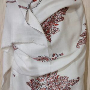Pashmina Kashmiri Shawl White, Full Embroidery