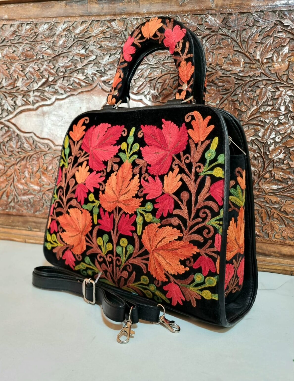 Beautiful Rajasthani Ethnic FLORAL Design Jhola Bag / Shoulder Handbag/  handheld bag For Ladies Girls Red, Multicolor