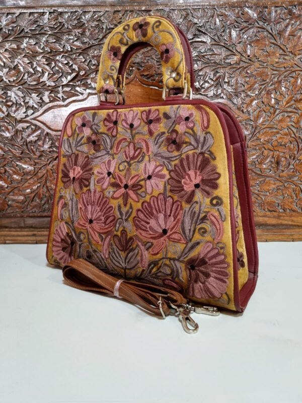 Red Women Hand Bag with Kashmiri Aari Embroidery | Angad Creations