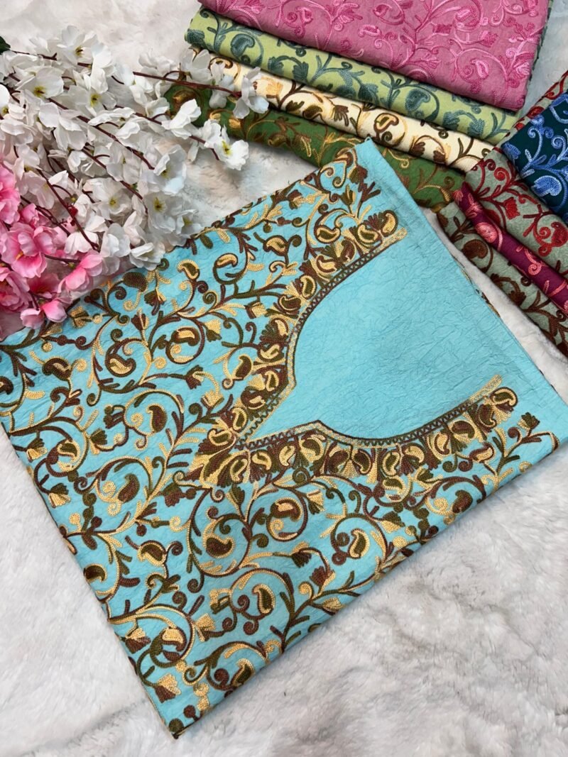 2 Piece Kashmiri Ariwork Crush Cotton Suit #16