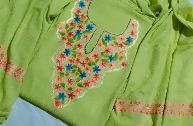 3 Piece Kashmiri Multi Ariwork Crush Cotton Suits