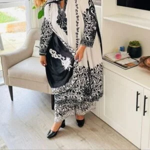 3 Pc Crepe Suit with Neat and Clean Aariwork
