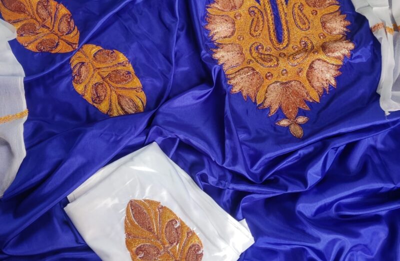 3-Piece Elegant Contrast Paper Silk Tilla Work Suits