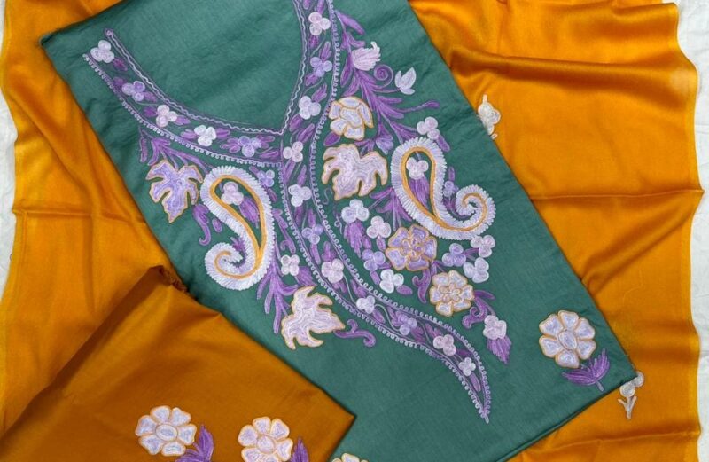 Exquisite Bombay silk Ari work 3-piece suits