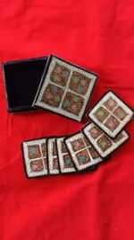 Papier Mache Coaster Box with 6 Coasters