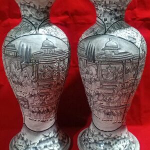Mughal Courtroom 20 Inch Papier Mache Vase Pair