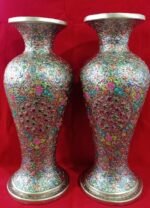 Embossed Floral Design Papier Mache Vase Pair