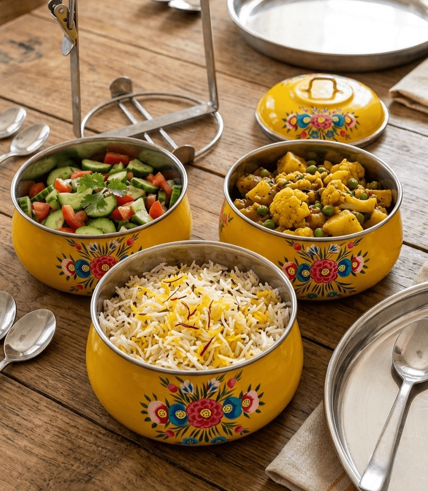 Hand Painted 3 Tier Tiffin Carriers - Image 2