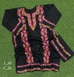 Sozni Work Ladies Woollen Pheran with Stole in Black Color