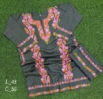 Sozni Work Ladies Woollen Pheran with Stole in Teal Color