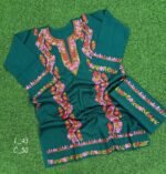 Sozni Work Ladies Woollen Pheran with Stole in Green Color
