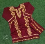 Sozni Work Ladies Woollen Pheran with Stole in Maroon Color
