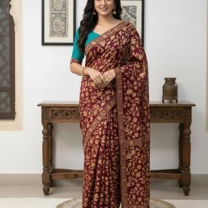 Hand Embroidered Kashmiri Sarees #12