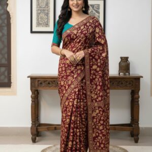 Hand Embroidered Kashmiri Sarees #12