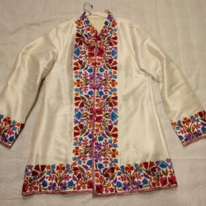 Kashmiri Short Jacket with Floral Work in Beige 2 Pack