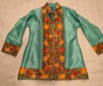Kashmiri Short Jacket with Floral Work in Green