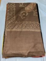 Semi Pashmina Shawl Brown with Doordar Embroidery Work #5