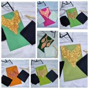 Premium Unstitched Ruby Cotton Suits with Elegant Tilla Work 6 pack