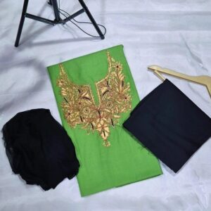 Premium Unstitched Ruby Cotton Suits with Elegant Tilla Work #3
