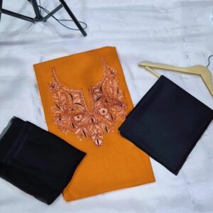 Premium Unstitched Ruby Cotton Suits with Elegant Tilla Work
