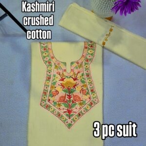 Crush Cotton 3-Piece Suit with Neat Aari & Tilla Work