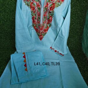 Elegant 2-Piece Aari Work Cotton Sets with Bottom #8