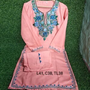 Elegant 2-Piece Aari Work Cotton Sets with Bottom