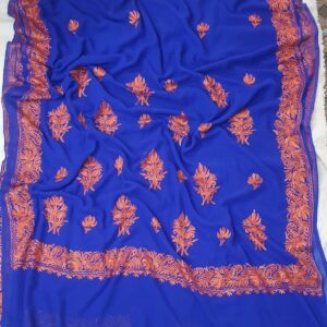 Kashmiri Designer Ari Embroidery Georgette Sarees with Blouse Piece #4