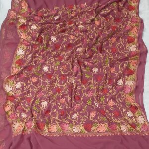 Kashmiri Designer Ari Embroidery Georgette Sarees with Blouse Piece #12