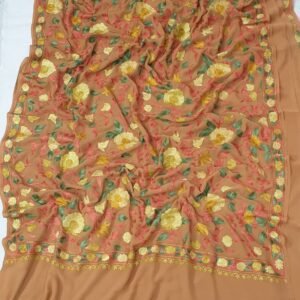 Kashmiri Designer Ari Embroidery Georgette Sarees with Blouse Piece #9