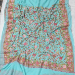 Kashmiri Designer Ari Embroidery Georgette Sarees with Blouse Piece #13