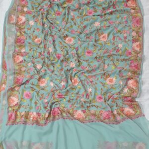 Kashmiri Designer Ari Embroidery Georgette Sarees with Blouse Piece #11