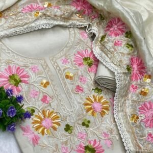 Elegant 3-Piece Kashmiri Ari Work Suit (10pcs)