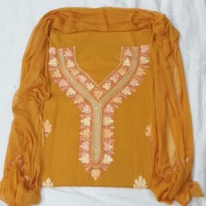 3-Piece Ruby Cotton Suit with Kashmiri Hand Ari Work #11