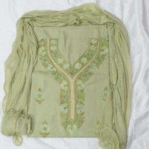 3-Piece Ruby Cotton Suit with Kashmiri Hand Ari Work #12
