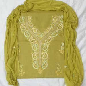 3-Piece Ruby Cotton Suit with Kashmiri Hand Ari Work #9
