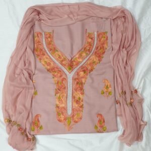 3-Piece Ruby Cotton Suit with Kashmiri Hand Ari Work #8