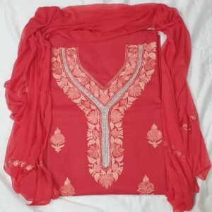 3-Piece Ruby Cotton Suit with Kashmiri Hand Ari Work #2
