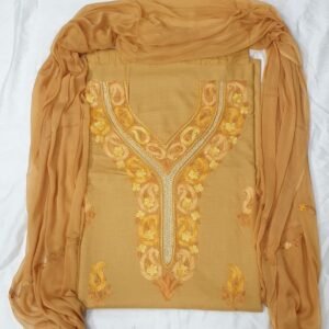 3-Piece Ruby Cotton Suit with Kashmiri Hand Ari Work #15