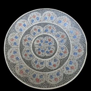 Paper Mache Wall Plate Silver Chinar Design 15 inches