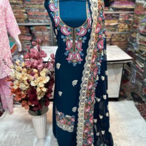Elegant Kashmiri AriWork 3-Piece Unstitched Suit  #12
