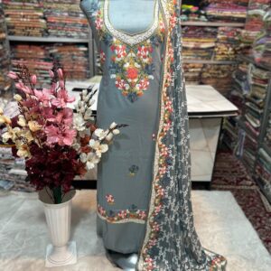 Elegant Kashmiri AriWork 3-Piece Unstitched Suit  #10
